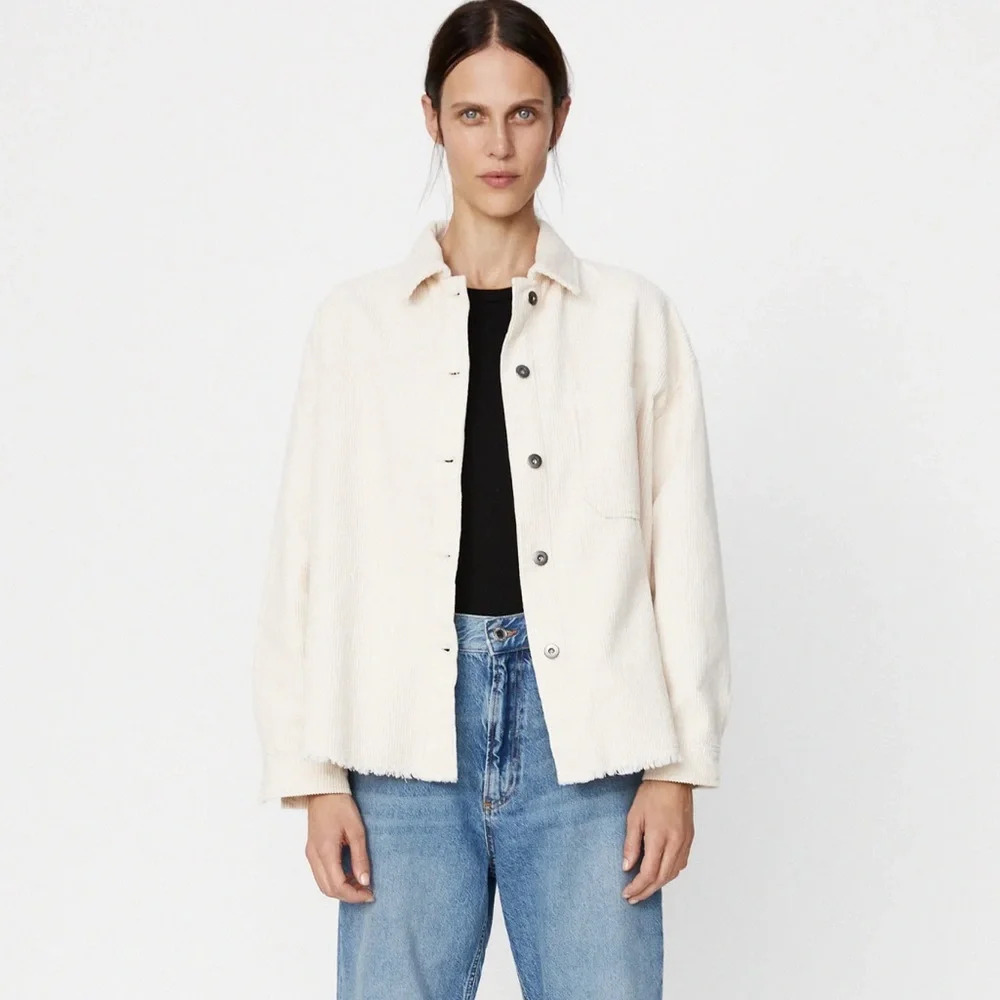 Zara ECRU Corduroy Overshirt Shacket